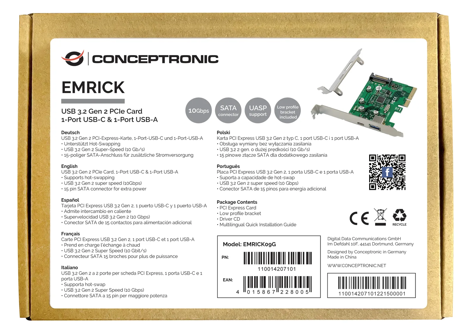 Conceptronic EMRICK09G - USB-Adapter - PCIe 3.0 x4 Low-Profile, Ansicht 2