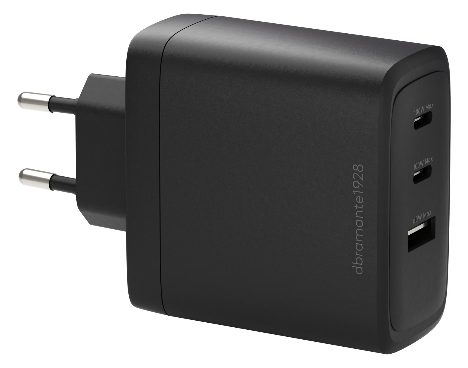 dbramante1928 re-charge - Netzteil - 100 Watt - 3 Ausgabeanschlussstellen (2 x USB-C, USB) - Schwarz