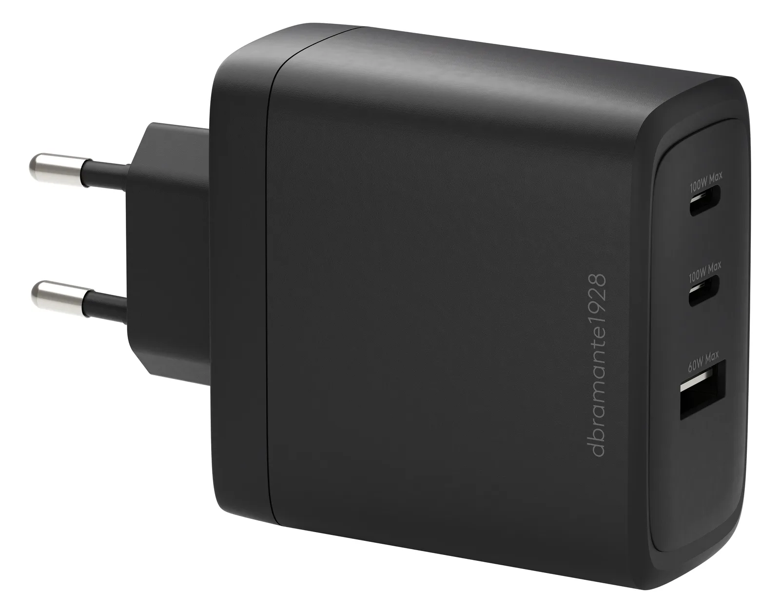 dbramante1928 re-charge - Netzteil - 100 Watt - 3 Ausgabeanschlussstellen (2 x USB-C, USB) - Schwarz, Ansicht 2