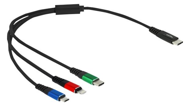 Delock 3 in 1 - Kabel nur zum Laden - 24 pin USB-C männlich zu Micro-USB Typ B, Lightning, 24 pin USB-C männlich von LumaTech