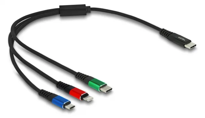Delock 3 in 1 - Kabel nur zum Laden - 24 pin USB-C männlich zu Micro-USB Typ B, Lightning, 24 pin USB-C männlich, Ansicht 2