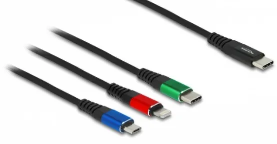 Delock 3 in 1 - Kabel nur zum Laden - 24 pin USB-C männlich zu Micro-USB Typ B, Lightning, 24 pin USB-C männlich, Ansicht 3