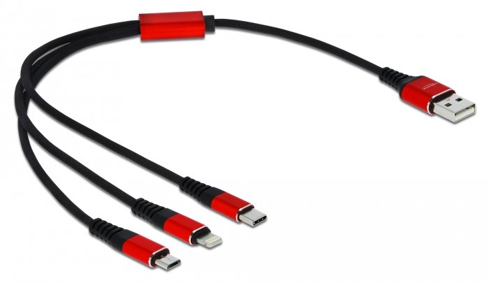 Delock 3 in 1 - Kabel nur zum Laden - USB männlich zu Micro-USB Typ B, Lightning, 24 pin USB-C männlich von LumaTech