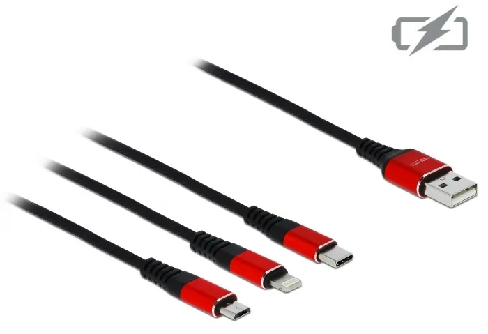 Delock 3 in 1 - Kabel nur zum Laden - USB männlich zu Micro-USB Typ B, Lightning, 24 pin USB-C männlich, Ansicht 3