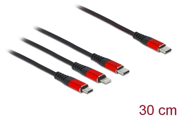 Delock 3 in 1 - Kabel nur zum Laden - USB-C männlich zu Micro-USB Typ B, Lightning, USB-C männlich, Ansicht 2