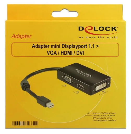 Delock Delock Adapter mini Displayport 1.1 male > VGA / HDMI / DVI female Passive, Ansicht 2