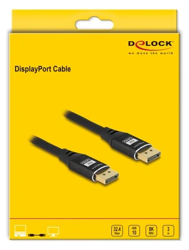 Delock DisplayPort Kabel 8K 60 Hz 3 m schwarz Metall, Ansicht 4