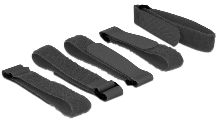 Delock Klettverschluss - 30 cm - Schwarz (Packung mit 5) von LumaTech