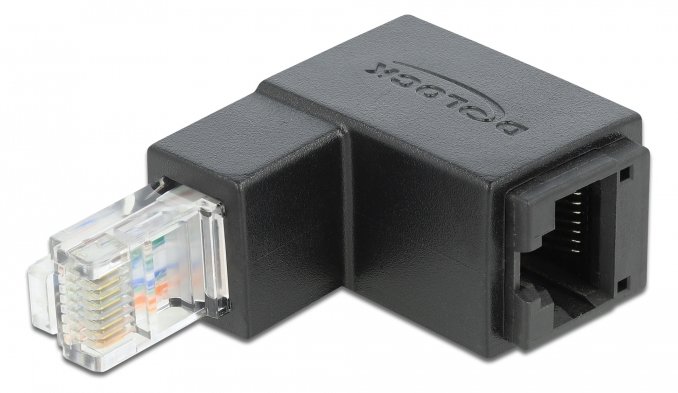 Delock Netzwerkadapter - RJ-45 (M) nach unten abgewinkelt zu RJ-45 (W)