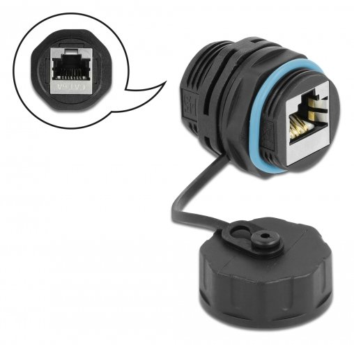 Delock Netzwerkkoppler - RJ-45 (W) abgedichtet zu RJ-45 (W)