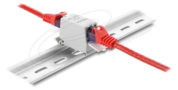 Delock RJ45 Kupplung Cat.6A Buchse zu mit Staubschutzklappe für Hutschienen Montage - Netzwerk von LumaTech