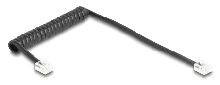 Delock Telefonkabel - RJ-11 (M) zu RJ-11 (M) - 1 m - gewickelt - Schwarz, Ansicht 2