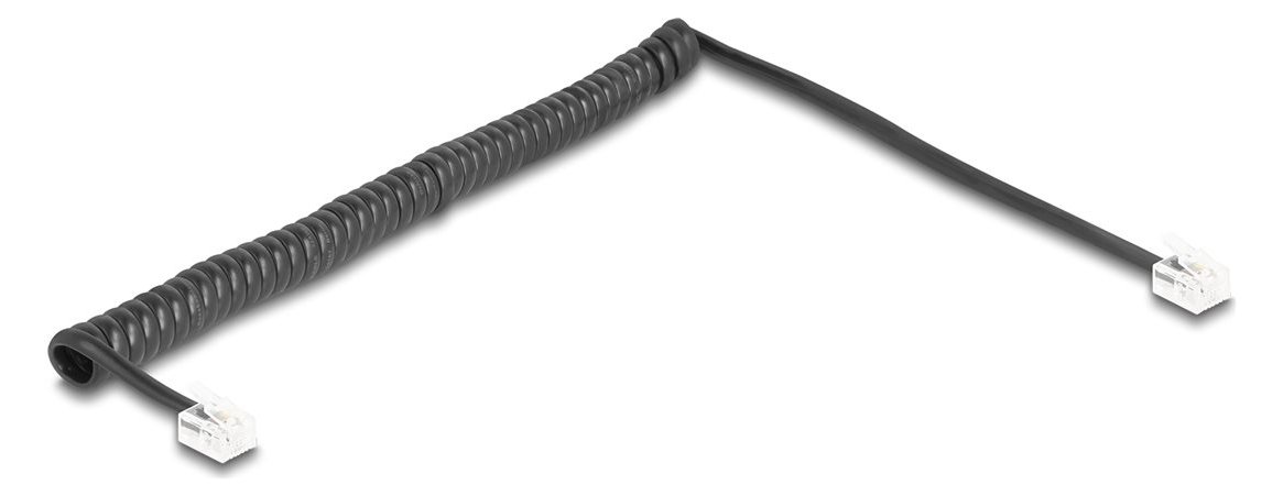 Delock Telefonkabel - RJ-11 (M) zu RJ-11 (M) - 2 m - gewickelt - Schwarz
