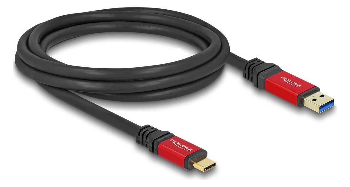 Delock USB 10 Gbps Kabel Typ-A Stecker zu Type-C 2 m rot von LumaTech