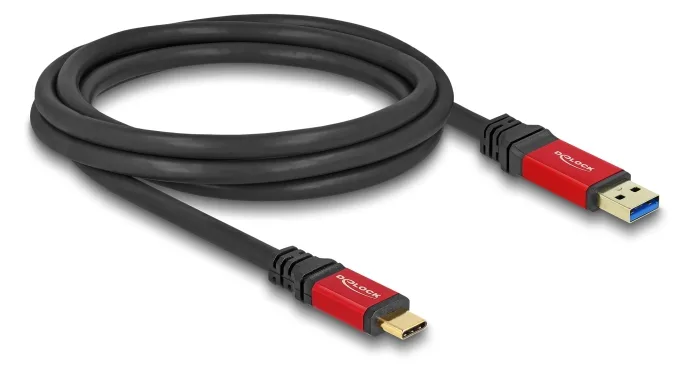 Delock USB 10 Gbps Kabel Typ-A Stecker zu Type-C 2 m rot, Ansicht 2