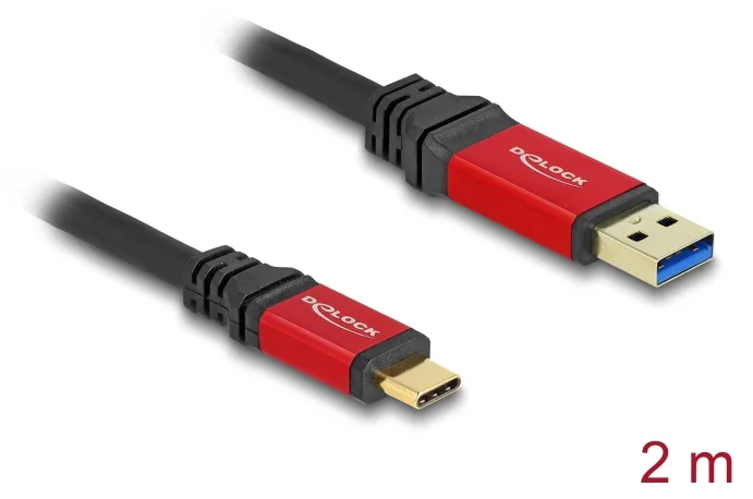 Delock USB 10 Gbps Kabel Typ-A Stecker zu Type-C 2 m rot, Ansicht 3