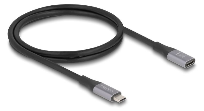 Delock USB 40 Gbps Verlängerungskabel Type-C Stecker zu Buchse PD 3.1 240 W 1 m grau - Digital/Daten von LumaTech
