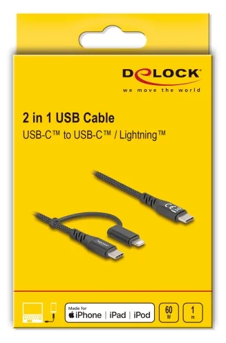 Delock USB-Kabel - 24 pin USB-C (M) zu Lightning, 24 pin USB-C (M) - 2 m, Ansicht 3