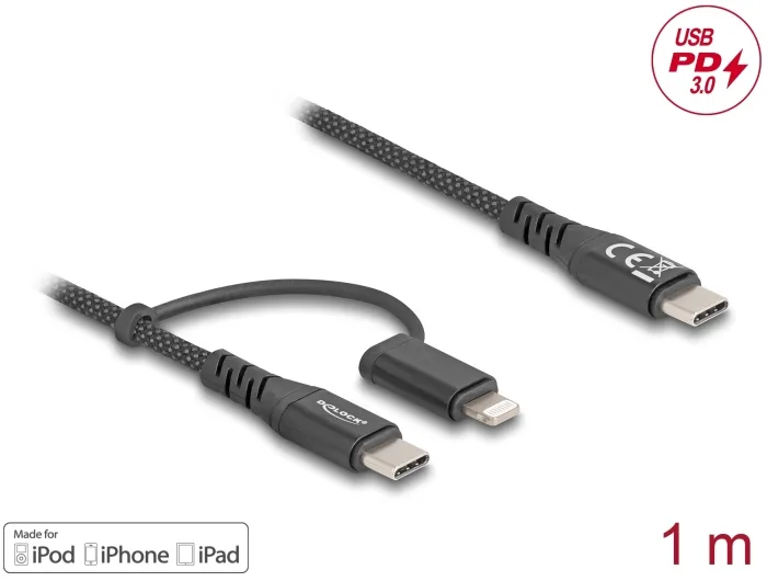 Delock USB-Kabel - 24 pin USB-C (M) zu Lightning, 24 pin USB-C (M) - 2 m, Ansicht 4