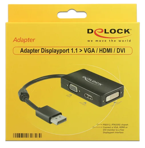 Delock Videokonverter - DisplayPort - DVI, HDMI, VGA, Ansicht 3