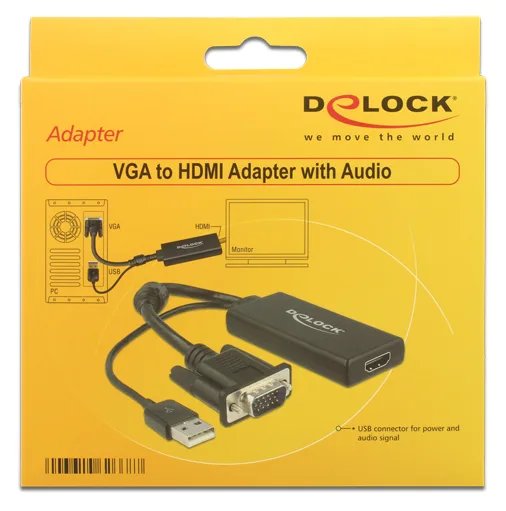 Delock Videokonverter - VGA - HDMI - Schwarz, Ansicht 2