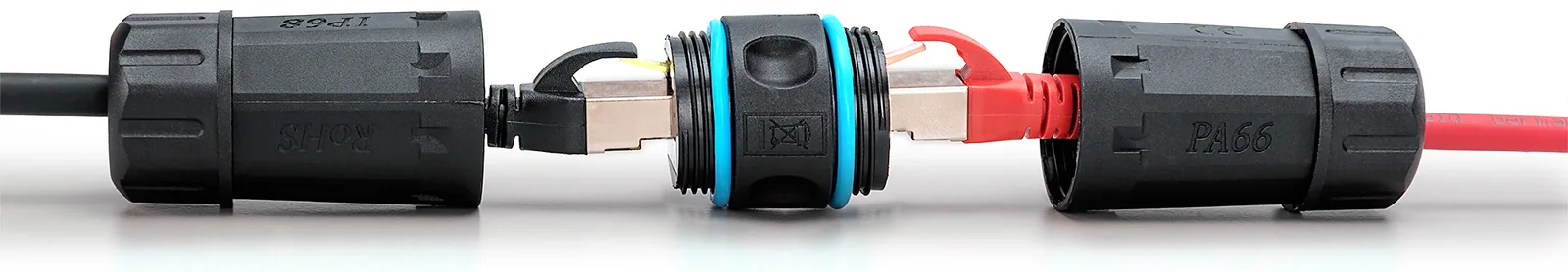DIGITUS CAT 6A Außenanschluss, Schutzart IP68, RJ45 zu RJ45 Verbindung, Ansicht 3