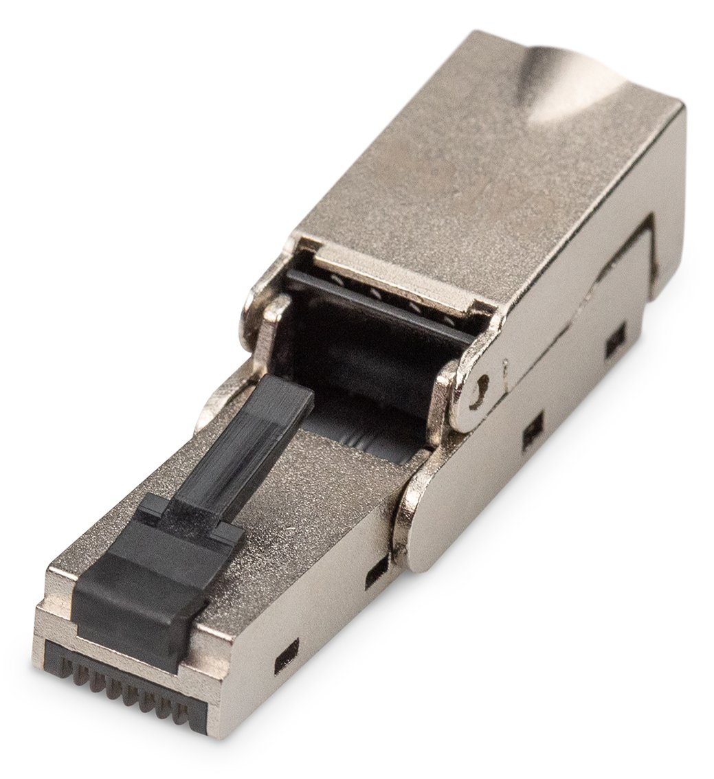 DIGITUS CAT 6A Feldstecker biegbar,  STP mit Staubschutzkappe, Knickschutz