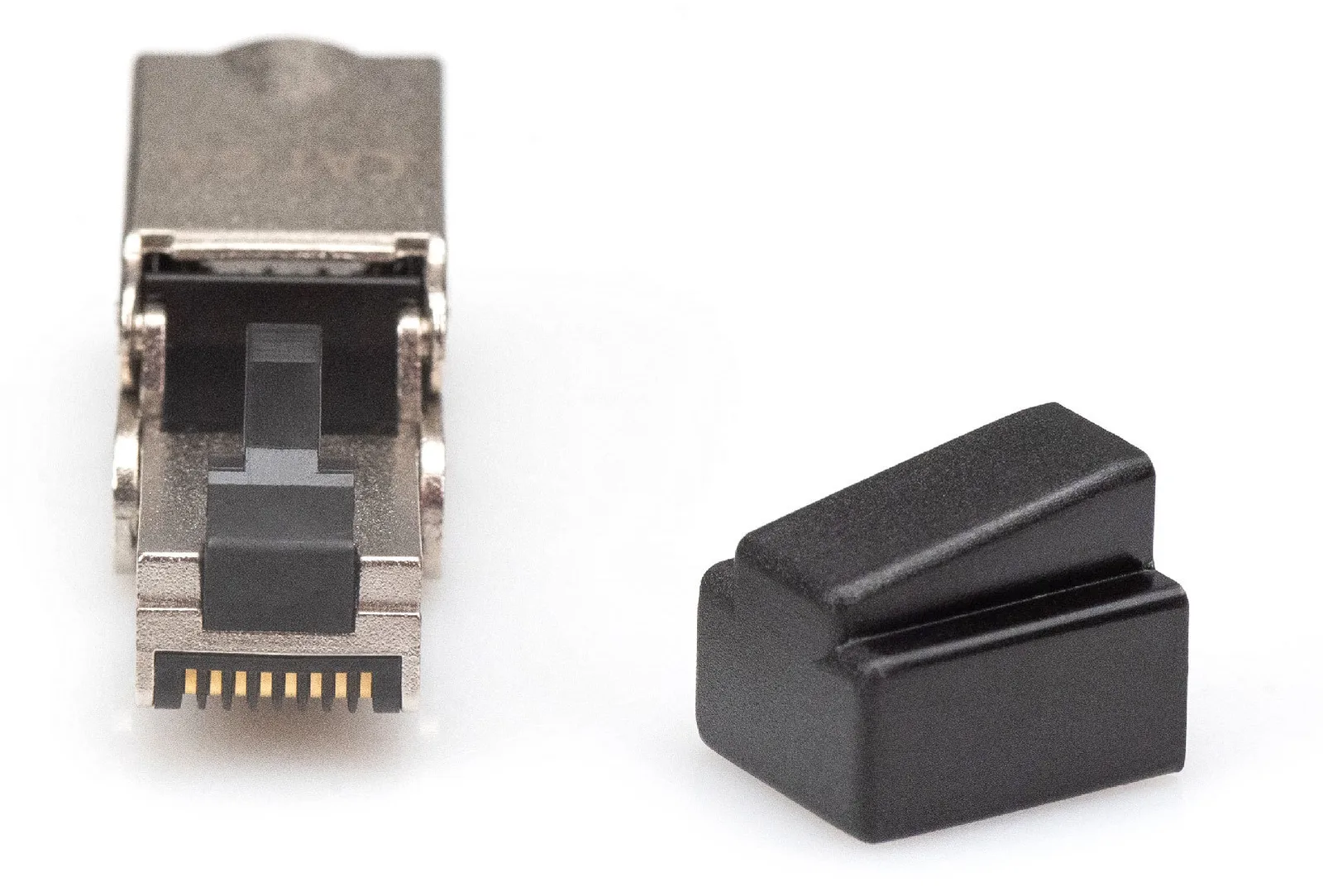 DIGITUS CAT 6A Feldstecker biegbar,  STP mit Staubschutzkappe, Knickschutz, Ansicht 2