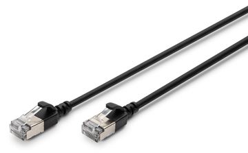 DIGITUS CAT 6A F-FTP Slim Patchkabel, AWG 32/7 - CAT 6A F-FTP Slim Patchkabel - kupfer - LSZH AWG 32/7 - 1m - Schwarz von LumaTech