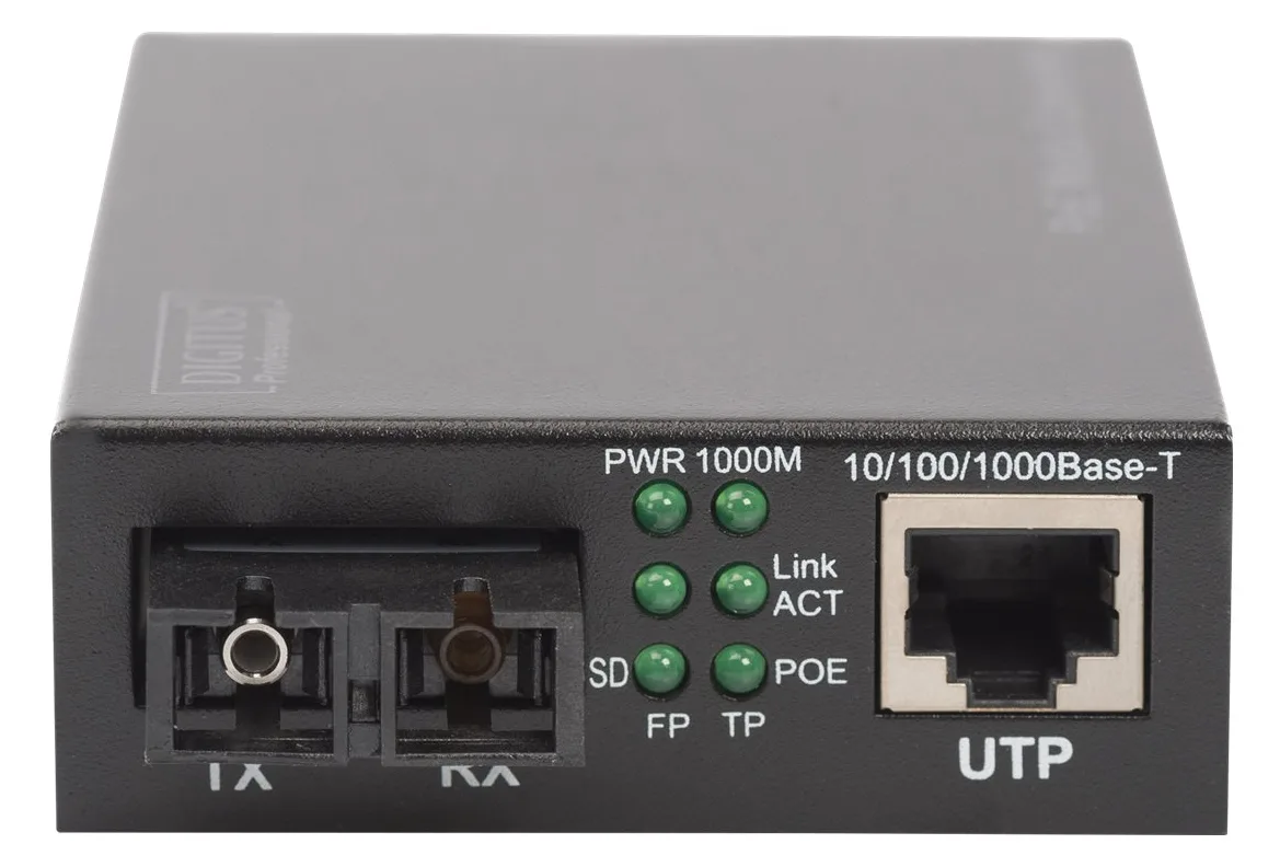 DIGITUS Gigabit PoE Medienkonverter, RJ45 / SC, SM, PSE, Ansicht 5