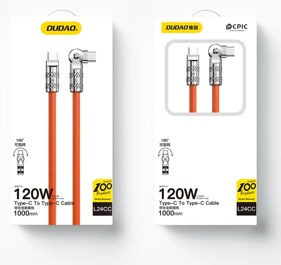 Dudao Angled cable USB C - 120W 1m rotation 180° - orange, Ansicht 4