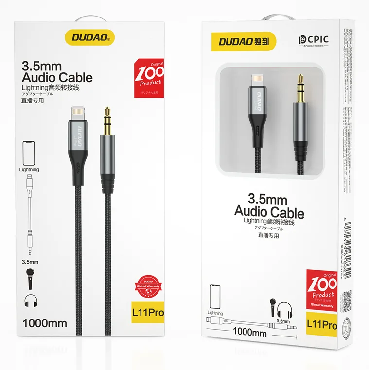 Dudao audio cable Lightning - mini jack 3.5mm 1m gray L11PRO - Kabel - Audio/Multimedia, Ansicht 2