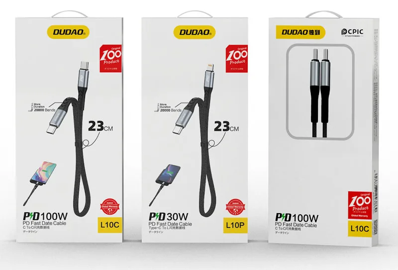 Dudao USB-C to Lightning 20W PD 0.23m Cable Black - Kabel - Digital/Daten, Ansicht 2