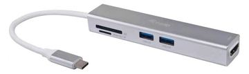Equip 5-in-1-USB-C-Multifunktionale adapter - HDMI - USB 3.0 - TF/Micro SD - USB 3.2 Gen 1 (3.1 Gen 1) Type-C - Silber von LumaTech