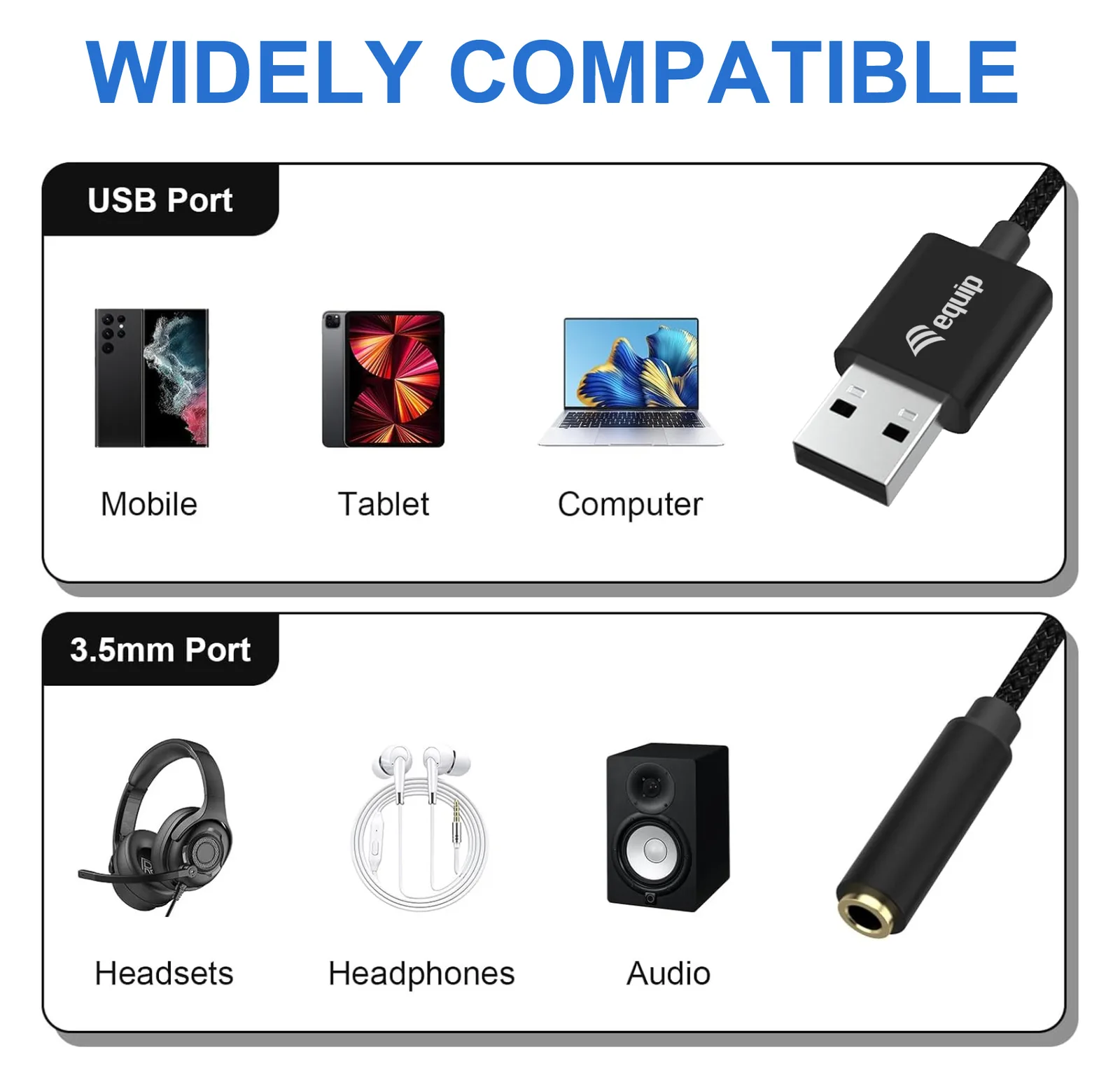 Equip Adapter USB-A-> St/Bu DAC beige - Adapter - Digital/Daten, Ansicht 3