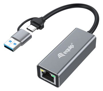 Equip Adapter USB-C -> RJ45 10/100/1000/2500 Mbps+ USB-a - Adapter - Digital/Daten von LumaTech
