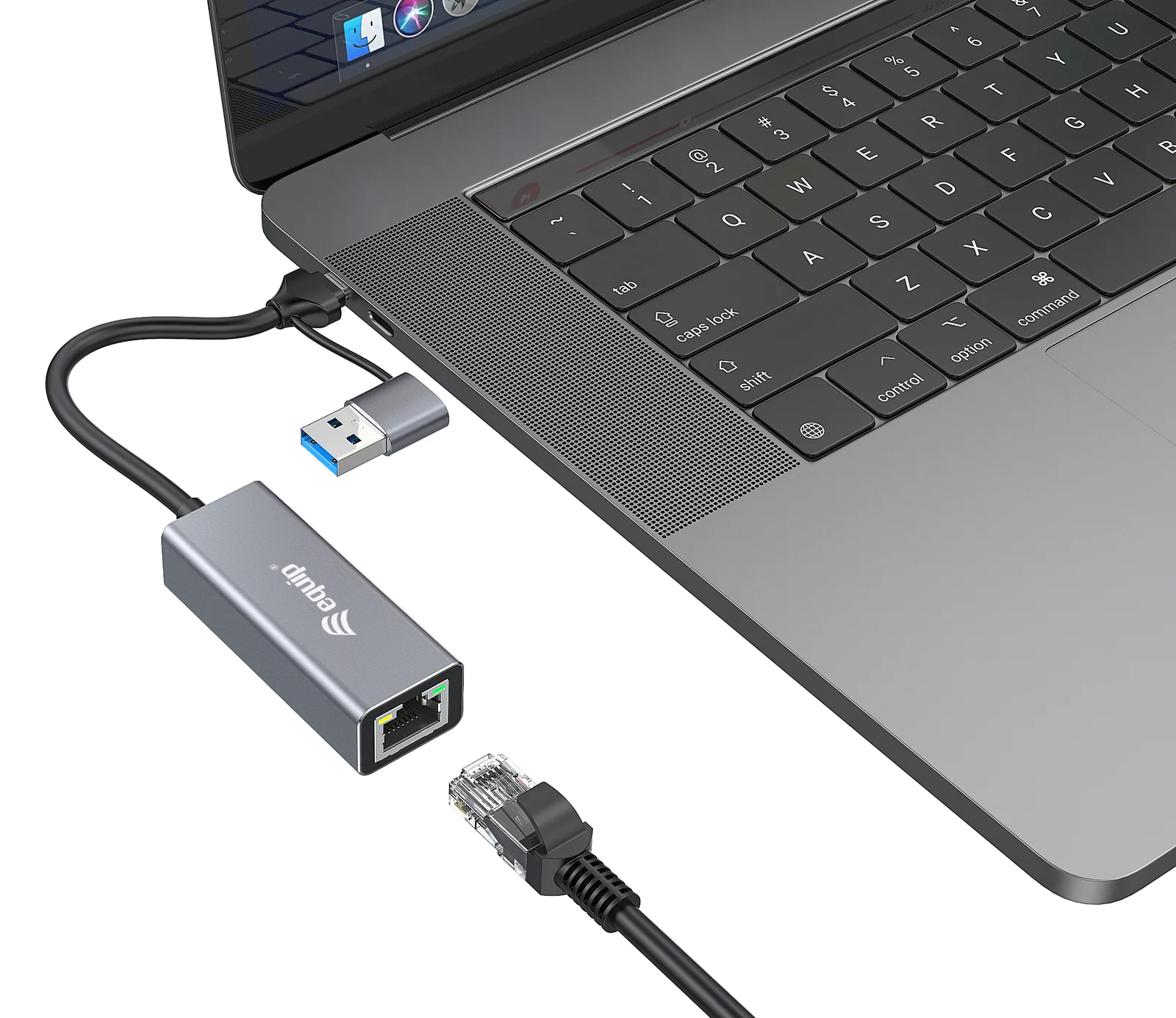 Equip Adapter USB-C -> RJ45 10/100/1000/2500 Mbps+ USB-a - Adapter - Digital/Daten, Ansicht 2