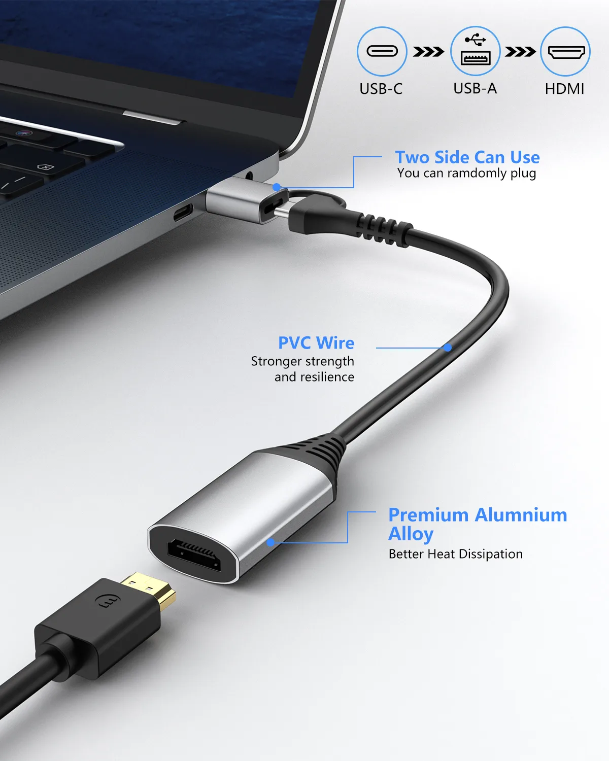 Equip Adapter Usb-C/A->Hdmi 1920x1080/60Hz Alu. - Adapter - Digital/Daten, Ansicht 4