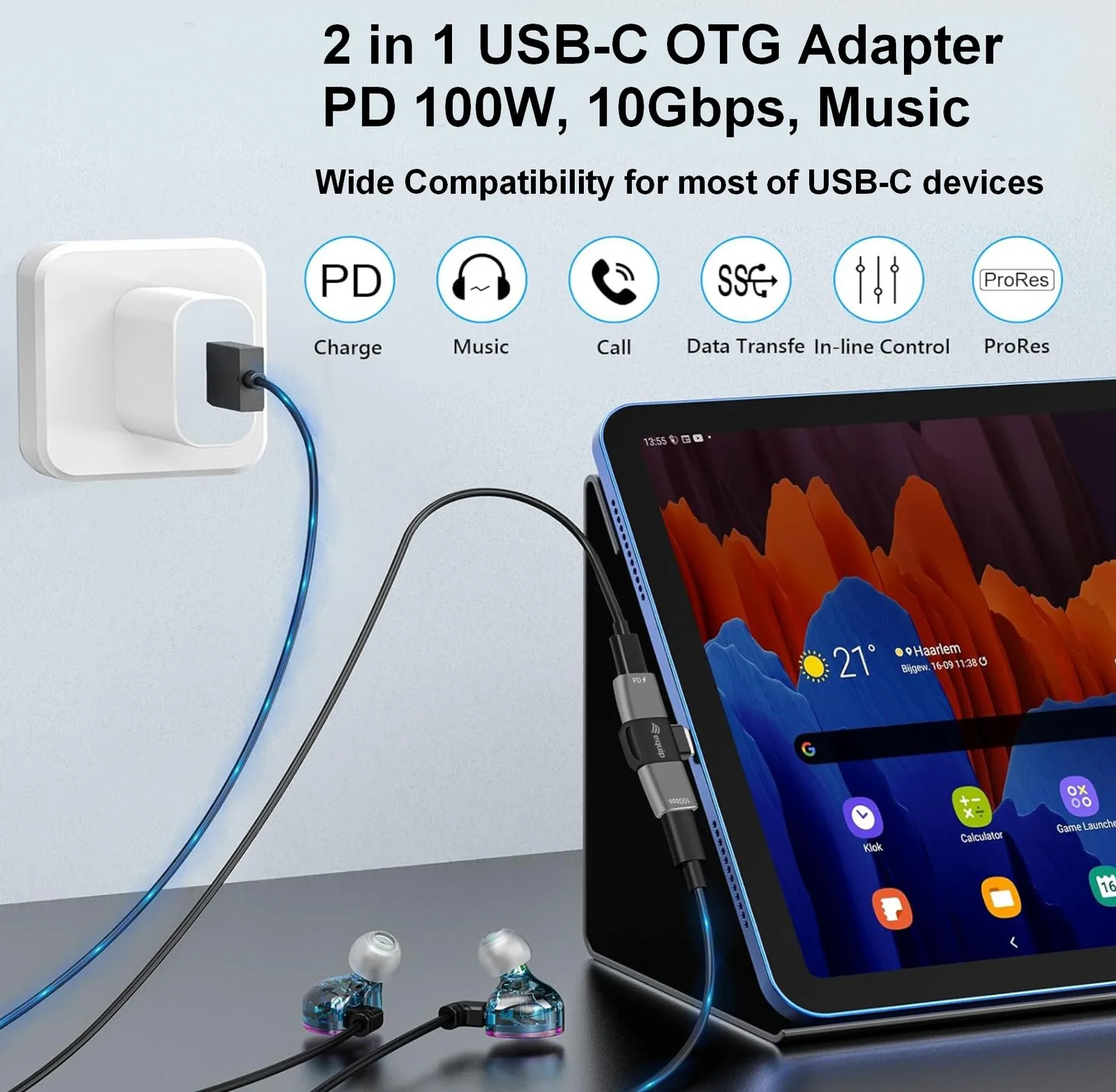 Equip Adapter Usb-C->2xUSB-C 10Gbps Pd 100W Alu. - Adapter, Ansicht 4
