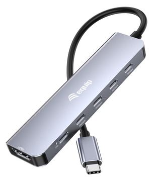 Equip Adapter Usb-C->Hdmi/3xUSB-C/Usb PD 4K/60Hz Alu. - Adapter - Digital/Daten von LumaTech