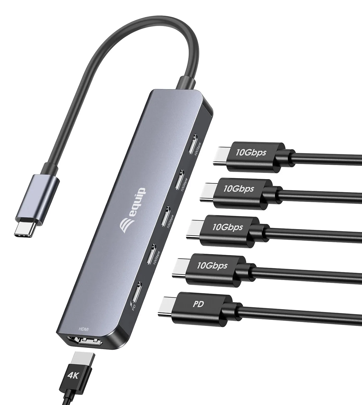 Equip Adapter Usb-C->Hdmi/3xUSB-C/Usb PD 4K/60Hz Alu. - Adapter - Digital/Daten, Ansicht 4