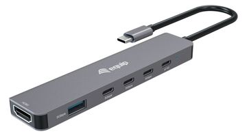 Equip Adapter Usb-C->Hdmi/4xUSB-C/Usb-A 4K/60Hz Alu. - Adapter - Digital/Daten von LumaTech