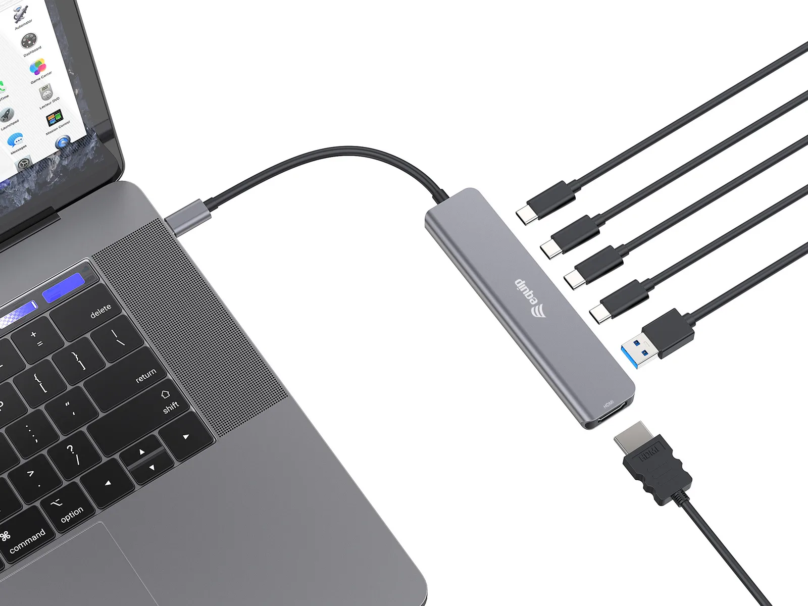 Equip Adapter Usb-C->Hdmi/4xUSB-C/Usb-A 4K/60Hz Alu. - Adapter - Digital/Daten, Ansicht 3