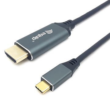 Equip Adapterkabel - 24 pin USB-C männlich zu HDMI männlich - 2 m - Schwarz - unterstützt 4K 60 Hz (3840 x 2160) von LumaTech