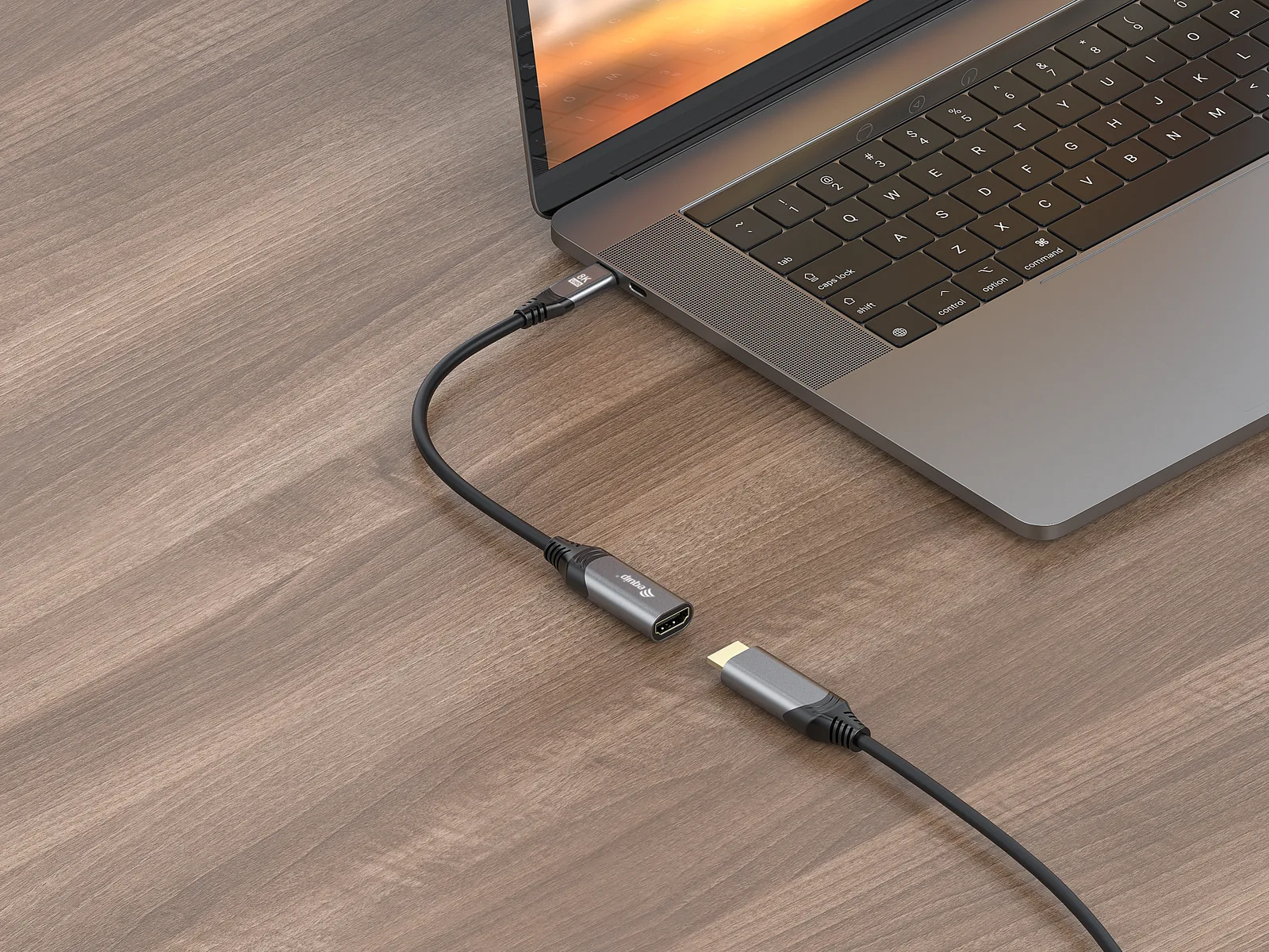 Equip Adapterkabel - 24 pin USB-C männlich zu HDMI weiblich - 15 cm - Grau - 1080p-Unterstützung, 8K UHD (7680 x 4320), Ansicht 4