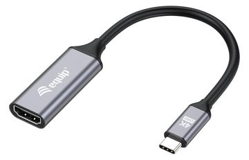Equip Adapterkabel - 24 pin USB-C männlich zu HDMI weiblich - 15 cm - Grau - unterstützt 4K 60 Hz (3840 x 2160) von LumaTech