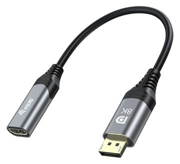 Equip Adapterkabel - DisplayPort männlich zu HDMI weiblich - 15 cm - Grau - 8K60Hz (7680 x 4320) von LumaTech