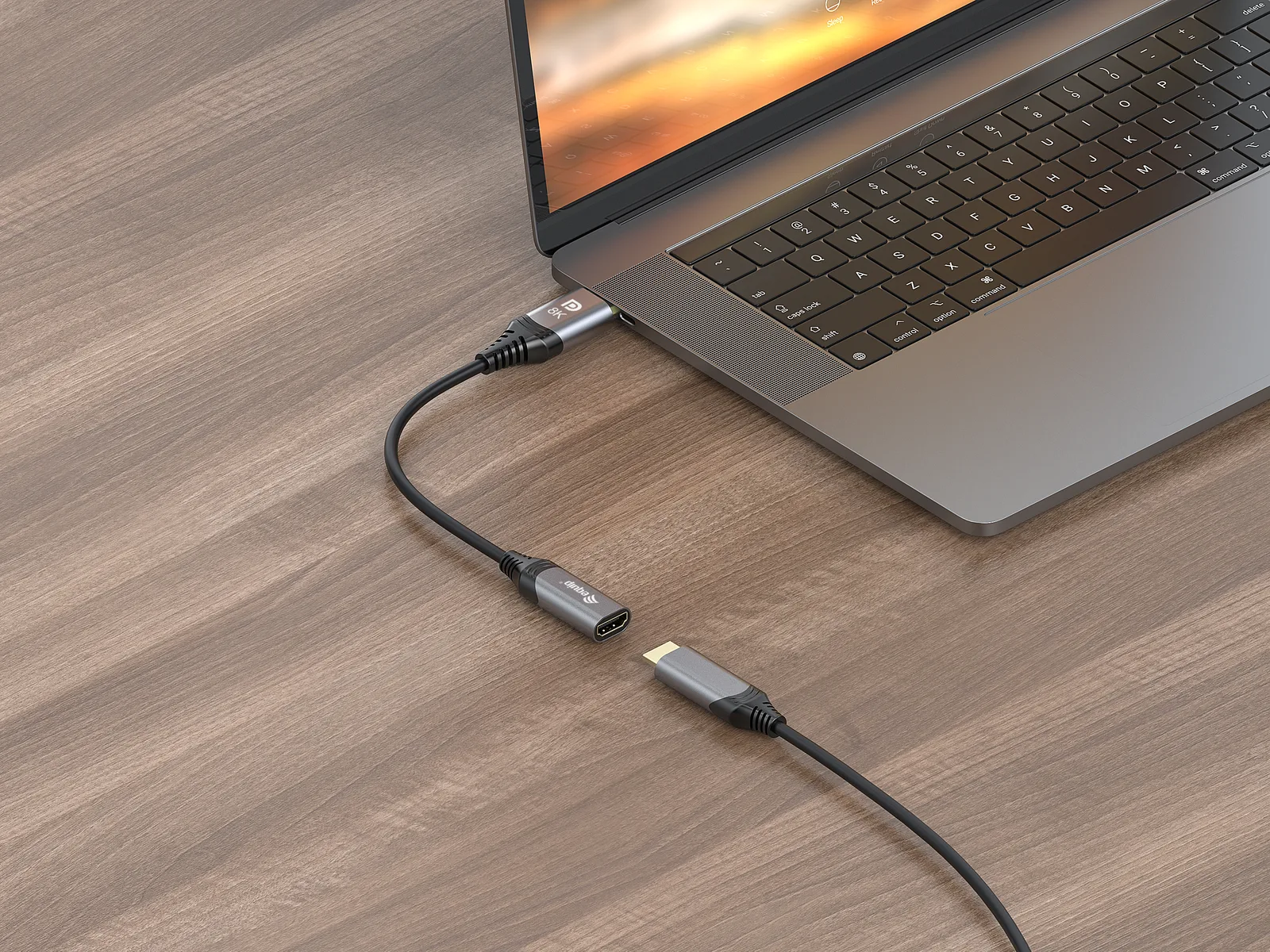 Equip Adapterkabel - DisplayPort männlich zu HDMI weiblich - 15 cm - Grau - 8K60Hz (7680 x 4320), Ansicht 4