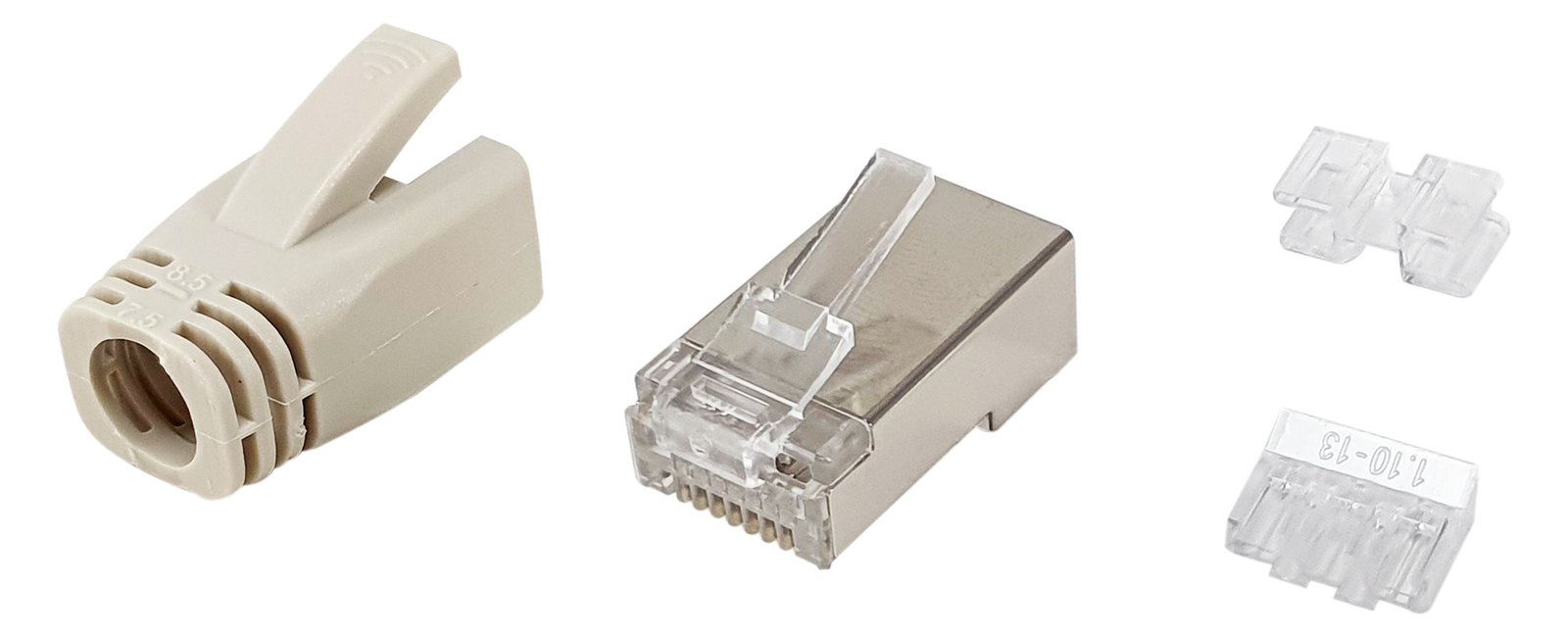 Equip Cat.6A RJ45 Geschirmter Stecker-Satz - 100 Stück pro Packung - RJ-45 - Edelstahl - Transparent - Weiß - Männlich