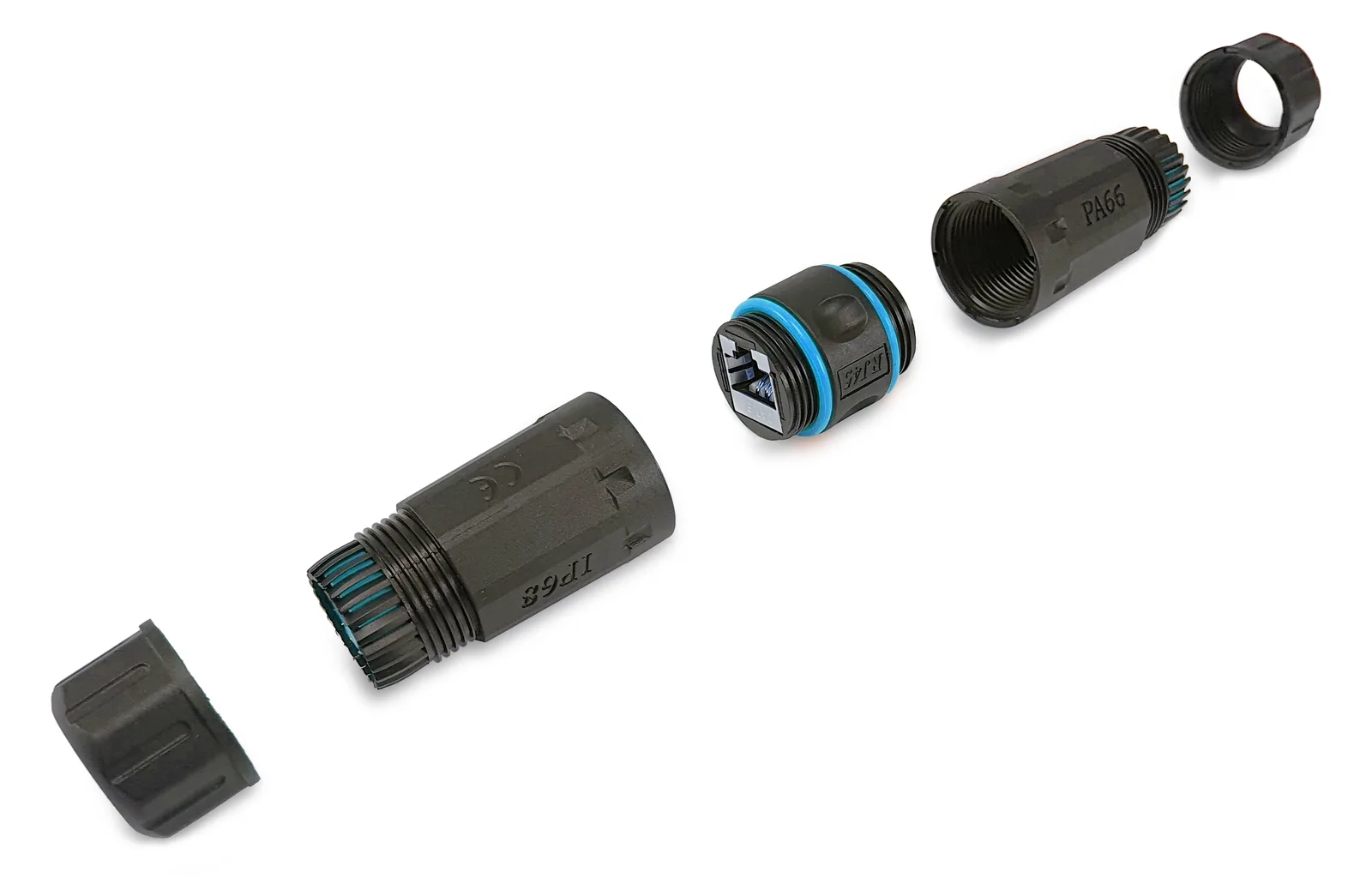 Equip Cat.6A RJ45-Inline-Koppler für den Außenbereich - RJ-45 - RJ-45 - Schwarz - Blau, Ansicht 2